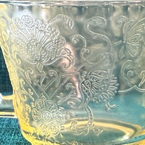 1930s Federal Glass‎ Yellow Depression Glass Tea Trio – "Sharon / Cabbage Rose" - Picture 7 of 7